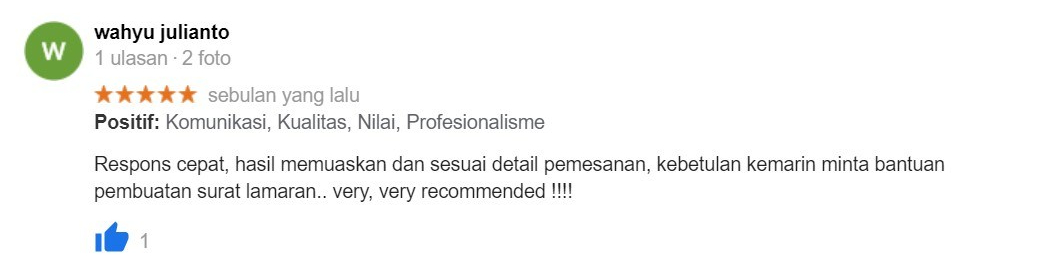 Testimoni Jasa Cover Letter 4