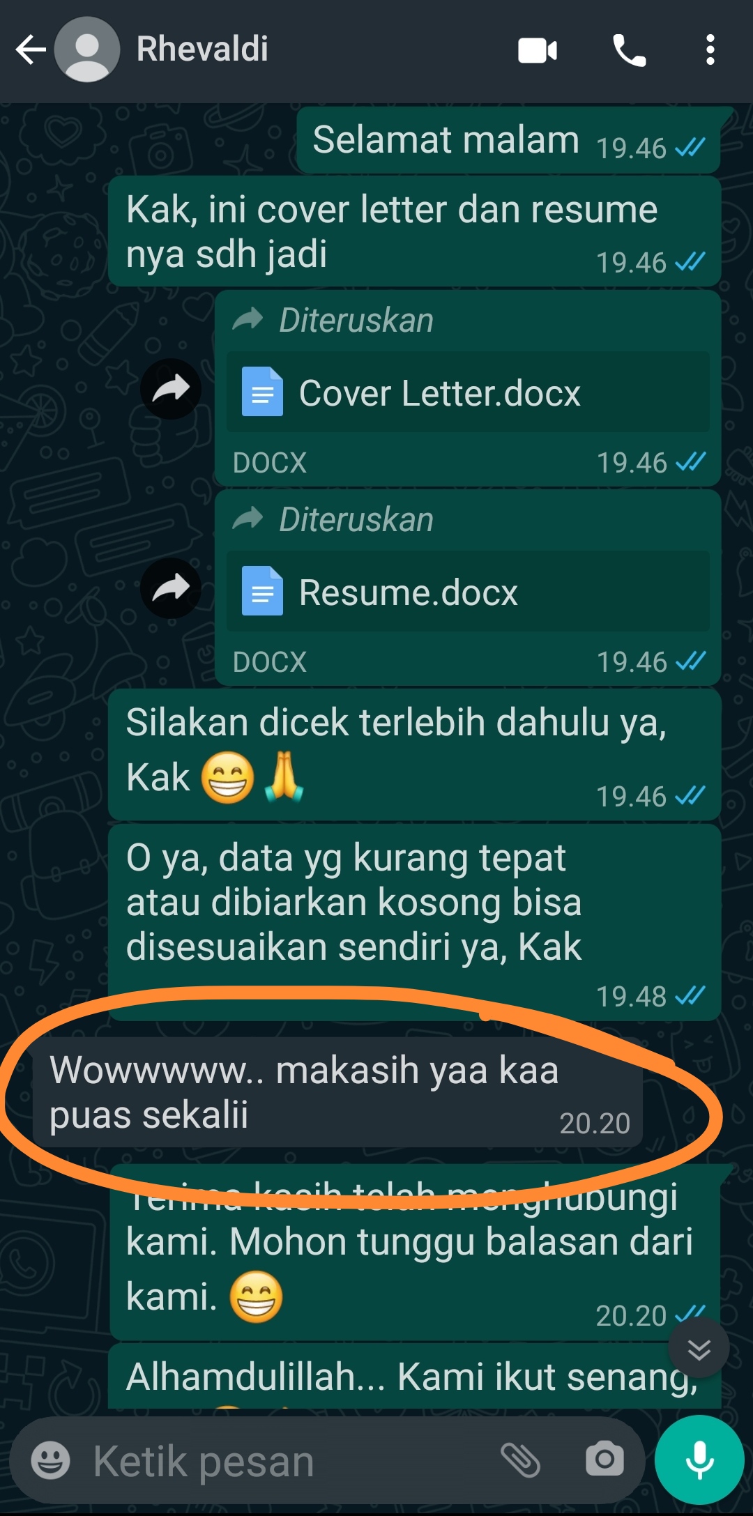 Testimoni Jasa Cover Letter 5