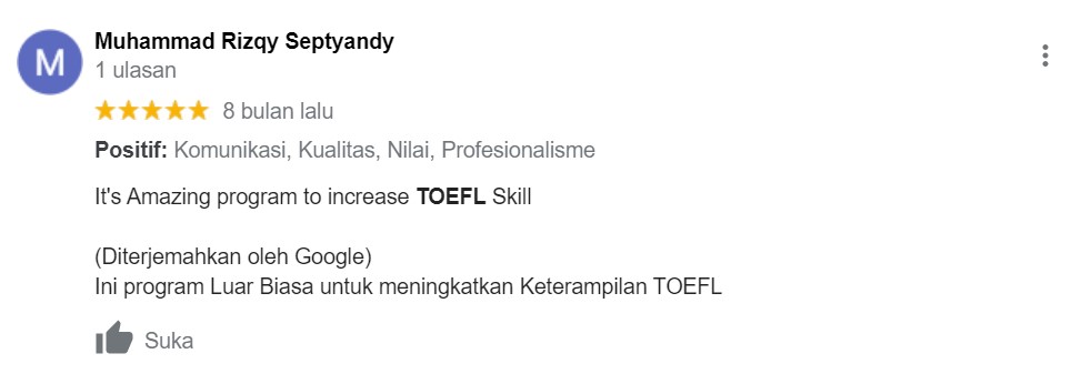 Testimoni Kursus TOEFL 15