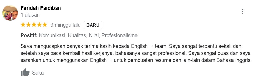 Testimoni ENGLISH++ 99