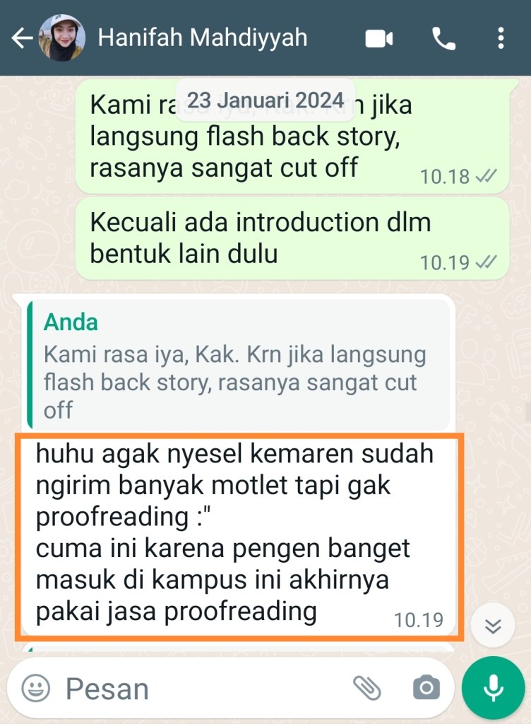 ENGLISH++ - Testimoni Jasa Proofread Esai Beasiswa